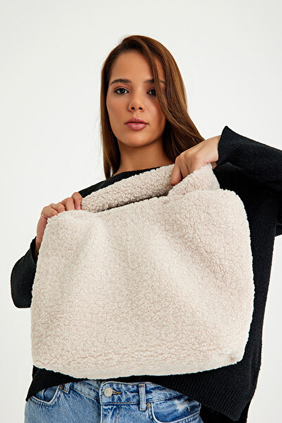 Hedwig Design Geantă de umăr premium pentru femei de pluș/Teddy, căptușită cu...