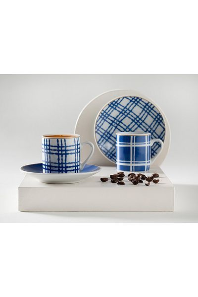 English Home Valentine Porcelain 4 Piece 2 Person 80 ml Dark Blue Coffee Set