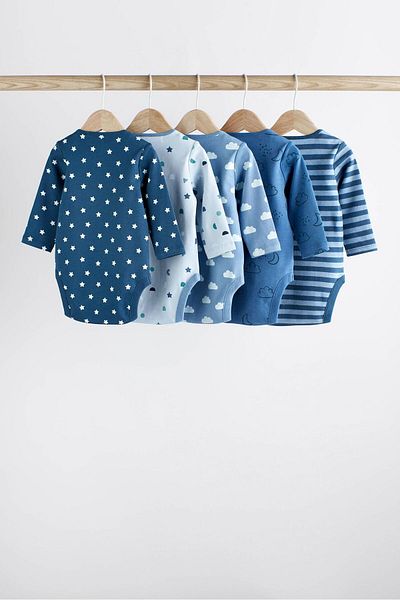 Next Baby Blue Baby Long Sleeve Bodysuit 5 Pack