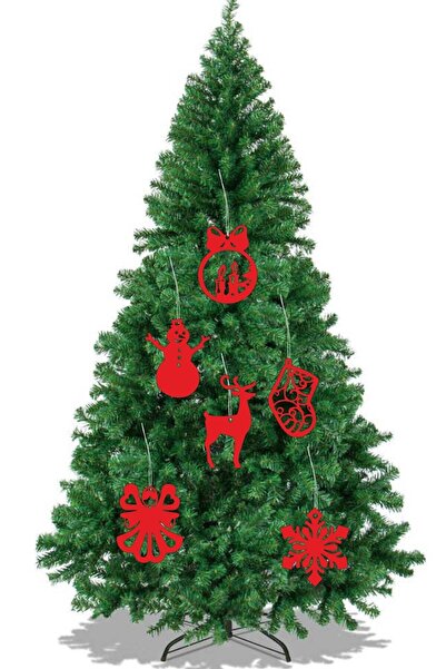 UNT Ξύλινα Κόκκινα Στολίδια Χριστουγεννιάτικου Δέντρου Σετ 6 τεμαχίων-1