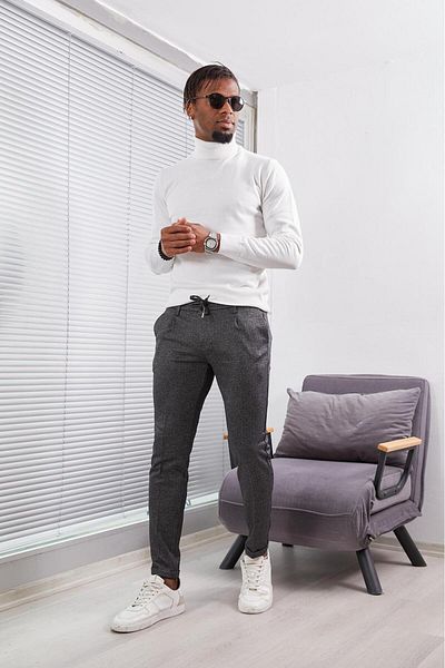 JACK CAPRİO High Quality Winter Men's Jogger Pants - Lycra, Pleated, Double Leg, Knitted Fabric