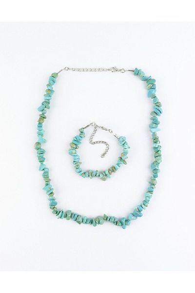 Pelek Butik Turquoise Natural Broken Stone Set DT014