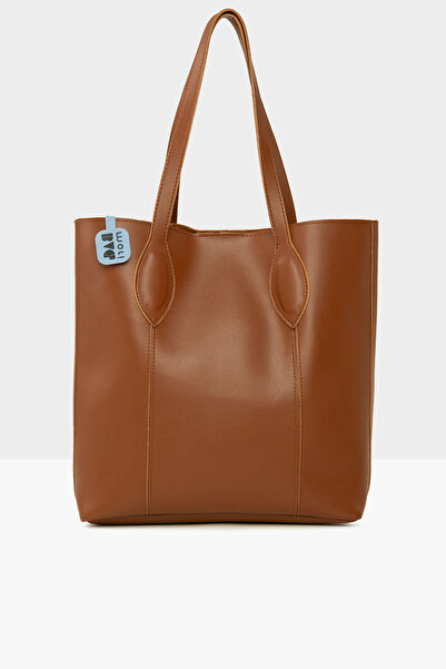 Bagmori Tan Women's Stitched Drop Strap Tote Bag M000008122