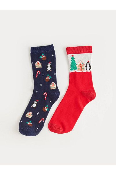 LC Waikiki New Year's Themed Women's Socks 2 Pack