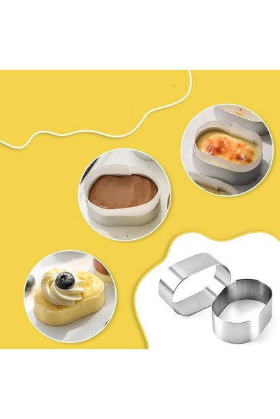 mold shop Mold Chef Mini Oval Pastry Cake Mold Diameter 4.5cm Length 6.7 cm Depth 2.5cm 6 Pieces