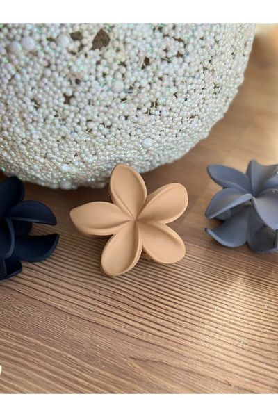QUEEN AKSESUAR Imported luxury fashion trend matte color caramel brown aloha lotus flower women's child buckle large size