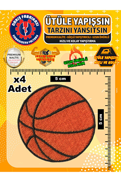 Nakış Fabrikası Ütü Ile Yapışan Nakışlı Patch Arma Peç, Basketbol Topu (4 ADE...