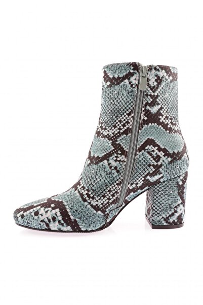 DGN Kadın Küt Burun Topuklu Bot Petrol Yılan 217112821