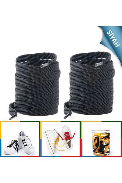 AiryFooT Sports Shoe Laces Nike, Adidas Skechers, Converse Shoe Laces 120 Cm 1 Pair Black