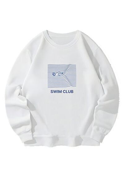 MAGORS Λευκό φούτερ Unisex με σχέδιο Swim Club
