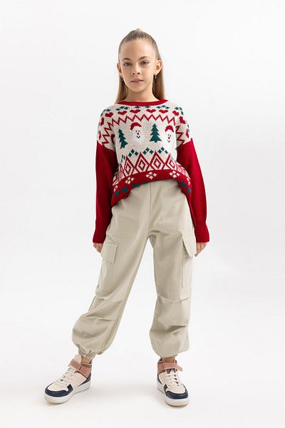 DeFacto Girl's Parachute Cargo Cotton Trousers B4478a823wn
