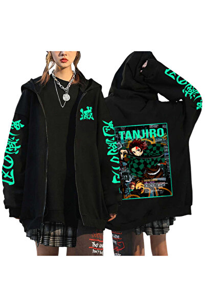 GALASHOP Hoodies Demon Slayer Fermuarlı kapüşonlu Tanjiro Zenitsu Inosuke Mod46
