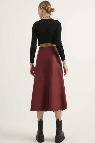 MEECY Γυναικεία Δερμάτινη Φούστα Βουργουνδίας Mevlana