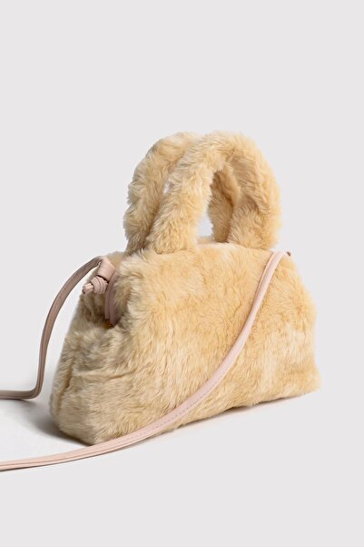 Berlesi Κρεμ βελούδινη τσάντα χειρός και ώμου