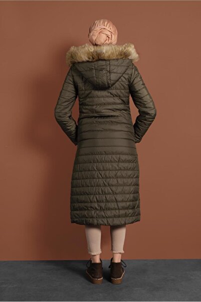 TRENDTESETTÜR Khaki Women's down Jacket - Large Pocket, Hooded t 1206