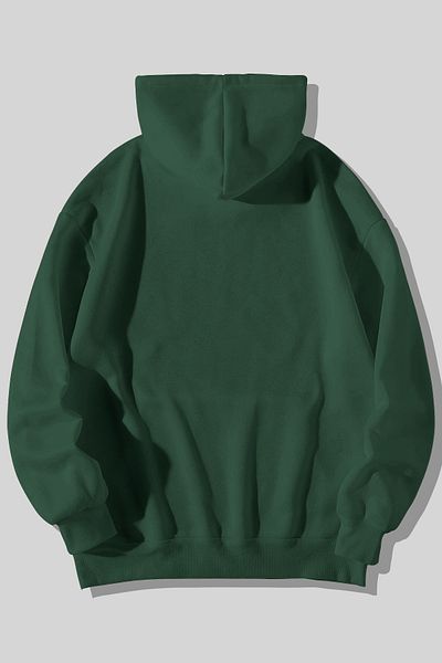 Harmandar Starry Night Printed 3 Thread Thick Fluffy Unisex Green Kangaroo Pocket Hooded Sweatshirt Hoodie