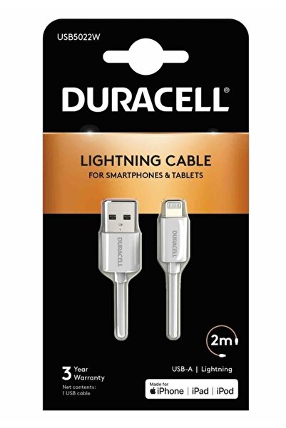 Duracell 2m Lightning to USB-A Şarj Kablosu - Beyaz