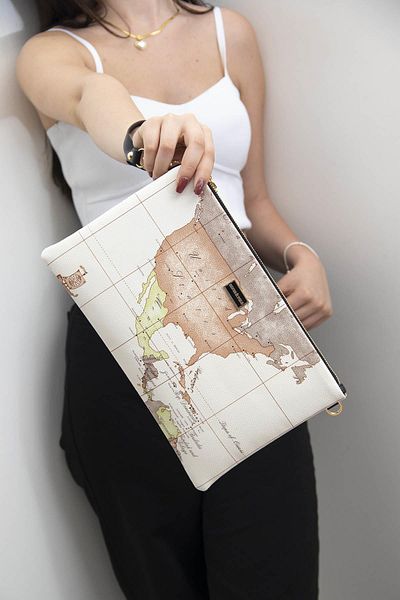 Silver Polo Ασημί & Polo Beige - A.taba Sp1034 Γυναικείο Portfolio & Clutch