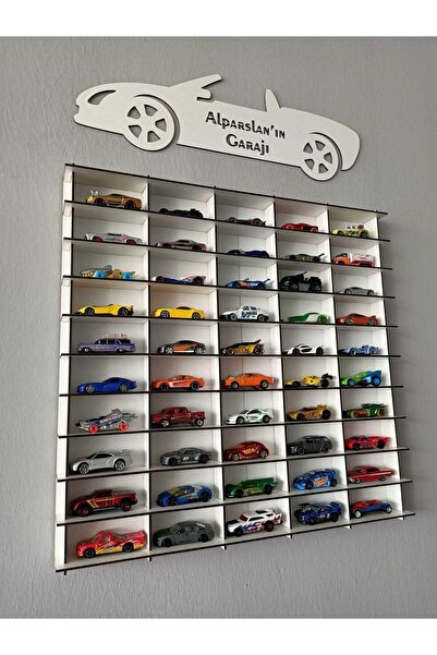 CrDesign Oyuncak Araba Rafı 1/64 Beyaz Renk 50'li