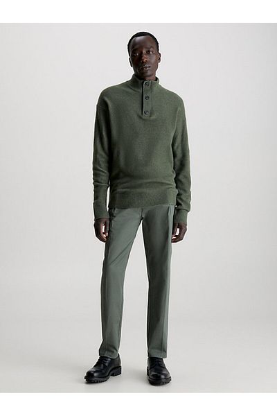 Calvin Klein Men's Brand Logo Detailed Regular Fit Long Sleeve Green Sweater K10K111960-LLP