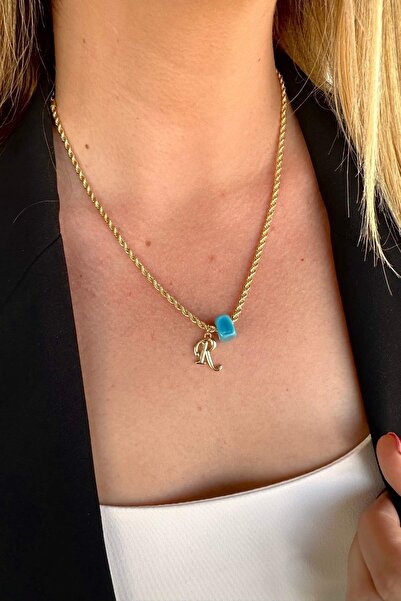 Trendy Butik Kişiye Özel Harfli Altın Kaplama Nostalji Cam Boncuklu R Harf Bu...