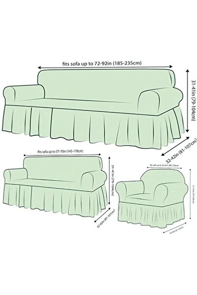 ELHOŞ 3+2+1+1 Bürümcük Koltuk takımı Örtüsü. Etekli Streç Esnek lastikli Çekyat Kanepe Kılıfı