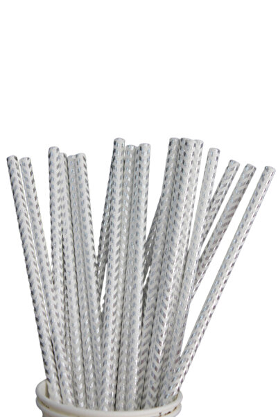 PASTRY PLANET Silver Paper Straws 25 Pieces