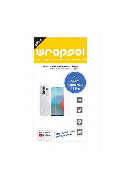 Wrapsol هاتف Xiaomi Redmi Note 13 Pro من الأمام والخلف والجانبي بتغطية كاملة 360 درجة من مادة البولي يوريثين