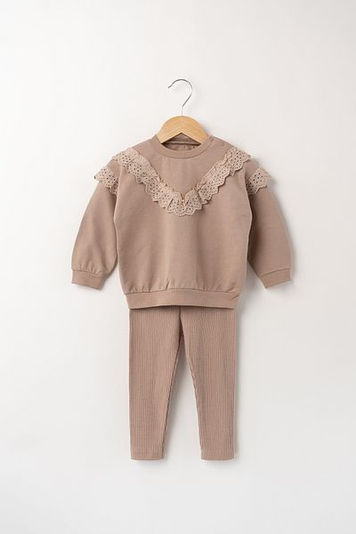 Banamio KYLA Baby Girl Scallop Detailed Cotton Corduroy Tights Set