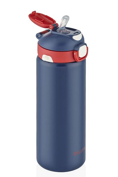 DILLER 700 ml Stainless Steel Navy Blue Children's and Adult Thermos Flask - Either with Straw or Wide