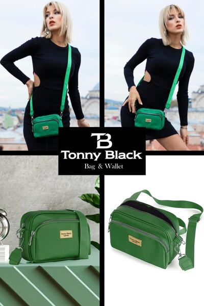 Tonny Black حقيبة كتف نسائية أصلية مريحة ذات عينين وحزام متقاطع قابل للتعديل مقاومة للماء