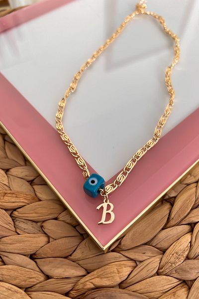 Trendy Butik الحنين مطرز حرف B سلسلة قلادة