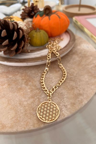 Trendy Butik زهرة الحياة مع قلادة سلسلة الحنين