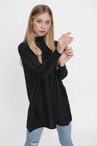 CHUBA Poncho de tricotaje lungi, negru, cu jumătate de gât rotic, pentru femei 22wk222