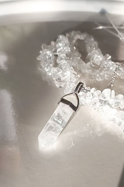 Mıçı Crystal Quartz Natural Stone Necklace Chain