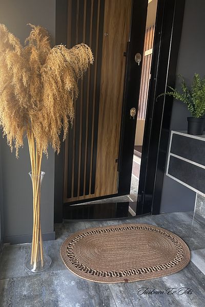 Türkmen Ev Tekstil Jute, Straw, Door Mat, Bathroom Mat, Mat, Kitchen Mat