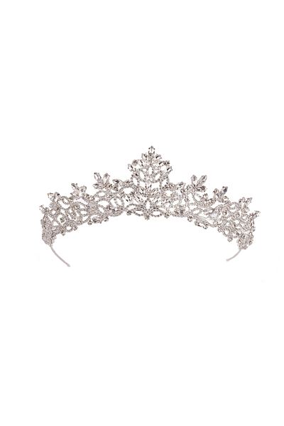 Hayalperest boncuk Bright Crystal Jewelled Bridal Henna Crown Princess Crown Bright Shiny Bridal Crown Hair Accessory Silver