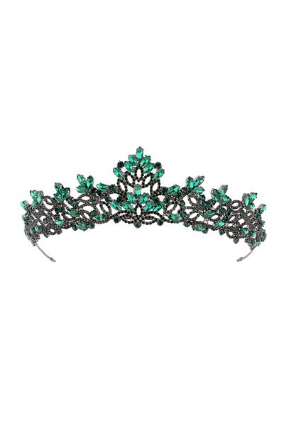 Hayalperest boncuk Bright Crystal Jewelled Bridal Henna Crown Princess Crown Bright Shiny Bridal Crown Hair Accessory Green