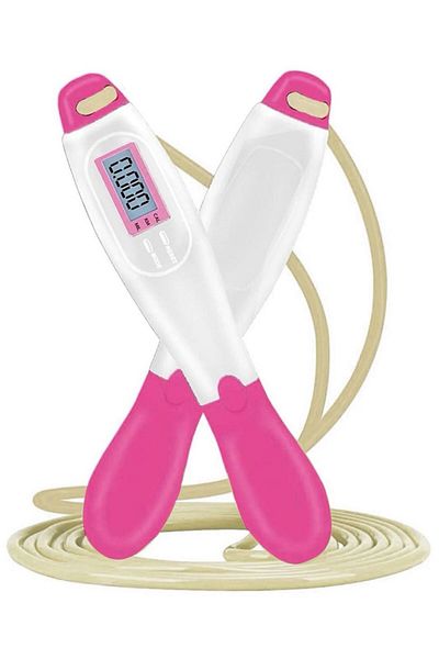 Ozsport Pink 4 Mode Length Adjustable Jump Rope with Electronic Counter and Indicator