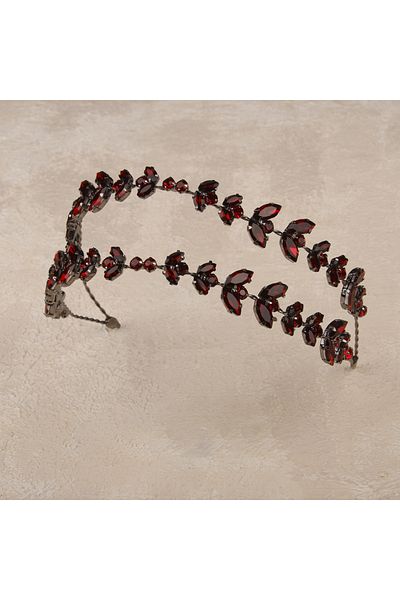 Hayalperest boncuk Alfa Model Burgundy Bridal Hair Band - Double Row Hair Accessory