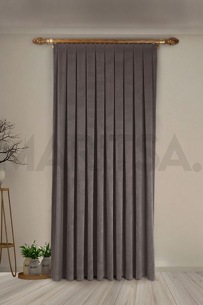 MARİTSA Nubuck Series Gray Close Pleat (1x3) Single Wing Background Curtain