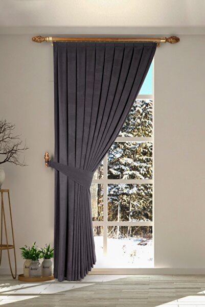 Nubuck Series Smoked Frequent Pleat(1x3) Single Wing Background Curtain