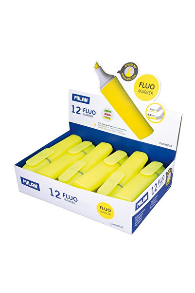 Milan 80036 Fluo Fosforlu Kalem Sarı - 12 Li