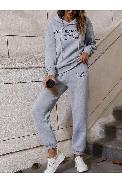 Benisengiydir Set de trening East Hampton pentru femei, cu partea de jos, cu imprimeu gri