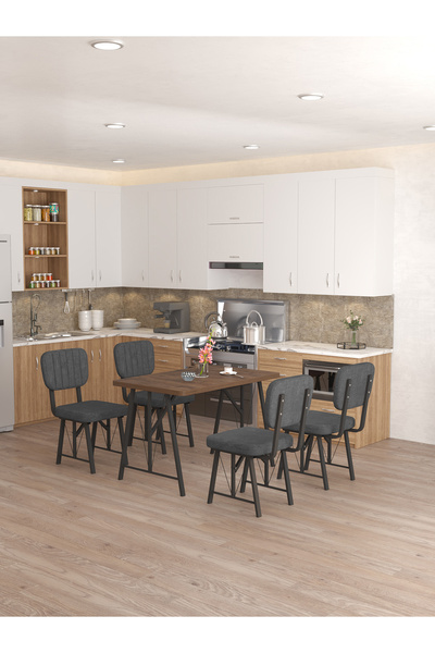 Mygusi Hayat 4 Sandalyeli Mutfak Masa Amalfi (CEVİZ)