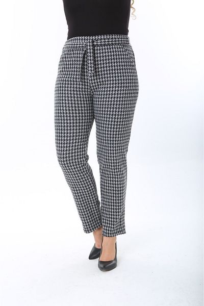 thalep Plus Size Plaid Pocket Belted Trousers