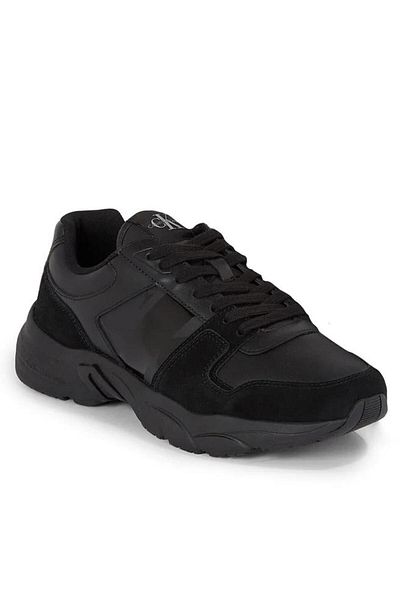 Calvin Klein Men's Brand Logo Lace-up Non-Slip Sole Casual Black Sneaker YM0YM00745-0GT