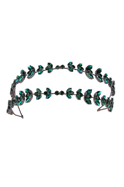 Hayalperest boncuk Alpha Model Green Bridal Hair Band - Double Row Accessory