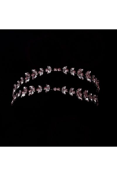 Hayalperest boncuk Alfa Model Pink Bridal Hair Band - Double Row Accessory