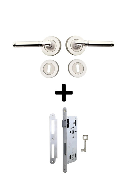 bersa yapı مقبض باب الغرفة مع شارة فيزا وقفل مدمج بدون صوت من النيكل 1 قفل با...